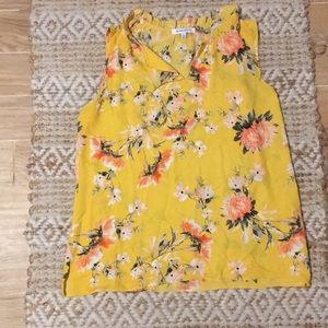 Sheer yellow sleeveless shirt